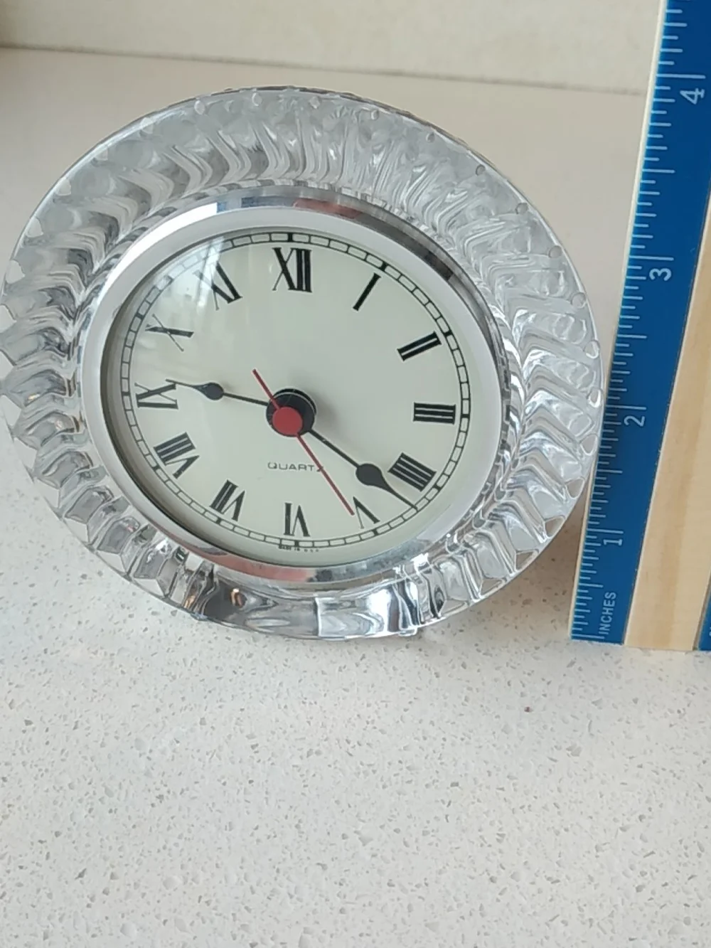 Cristal D'Arques France Classic Clear Crystal Table Clock - Silver Tone Accent